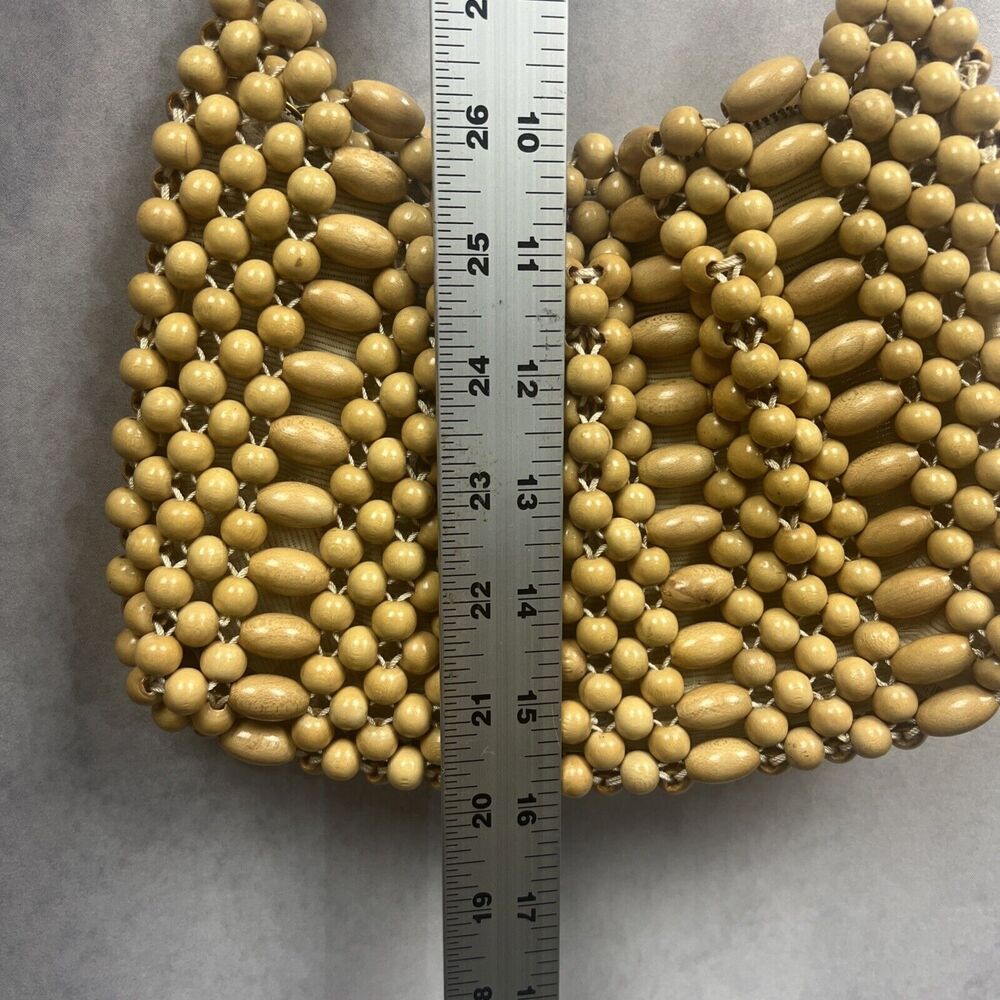 Vintage 1960’s Wooden Bead Handbag Purse Chain Strap Made in Japan An Exclusive - Picture 11 of 13